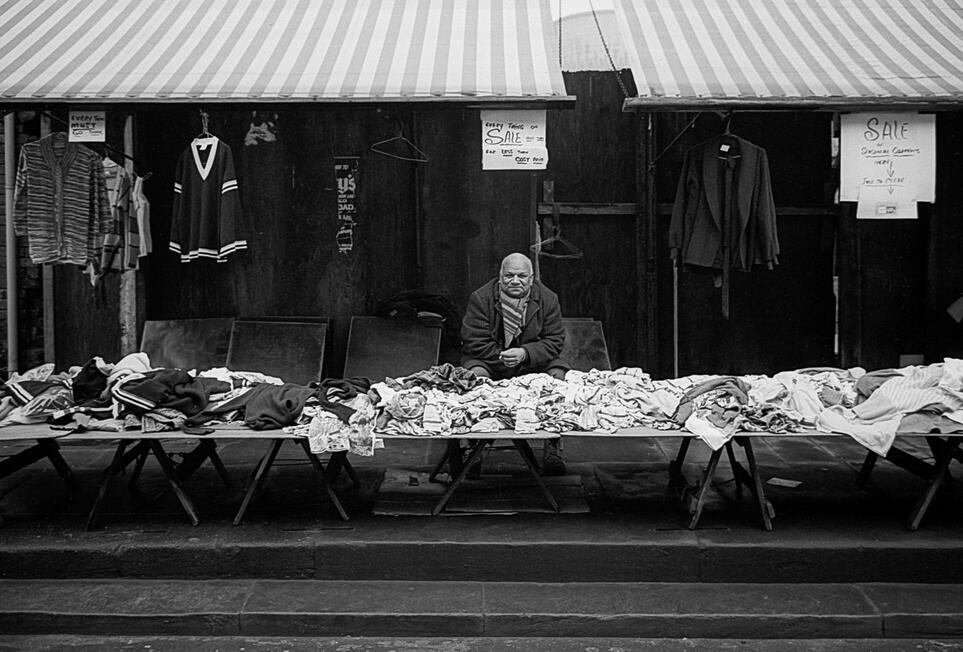 53. Mr. Haq at the Clothing Stall, Stockport Collection